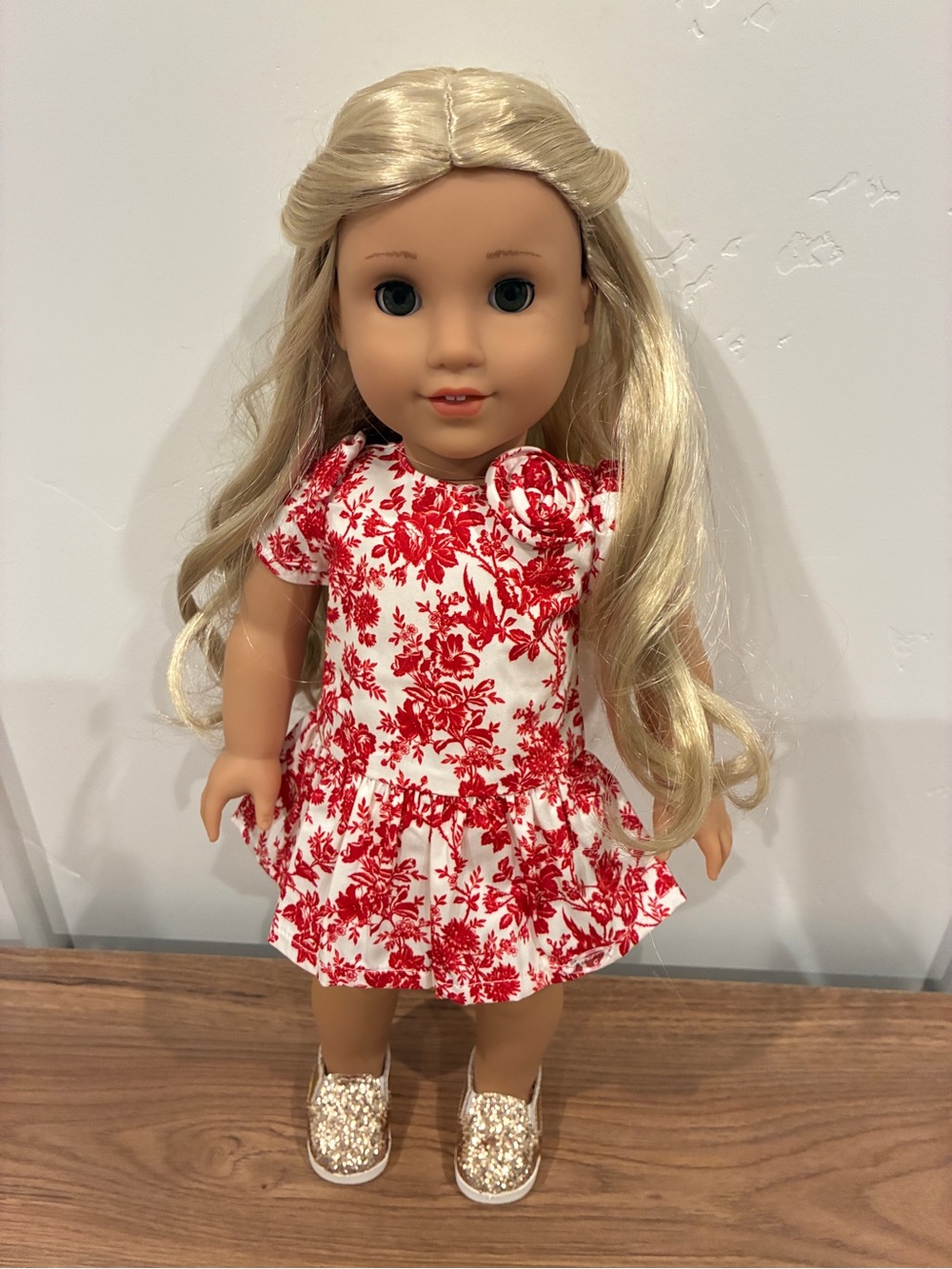 American Girl x Janie and Jack Red Floral Toile Dress for Dolls - Picture 2 of 6